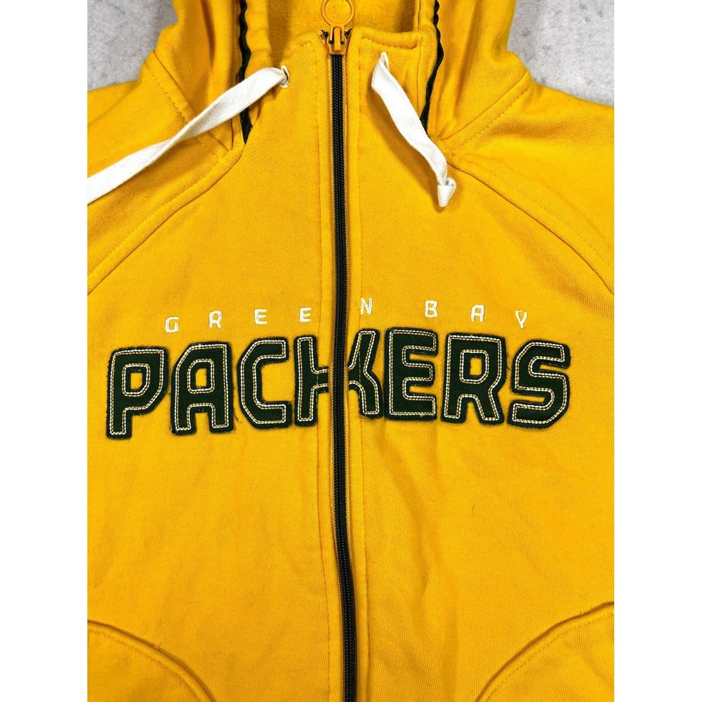 Green Bay Packers Hoodie Mens Small Yellow Reebok Football NFL Full Zip Athletic - Picture 4 of 12